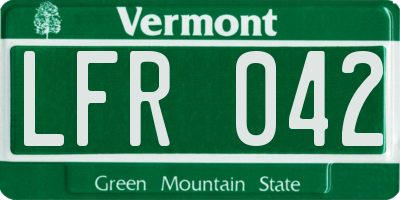 VT license plate LFR042