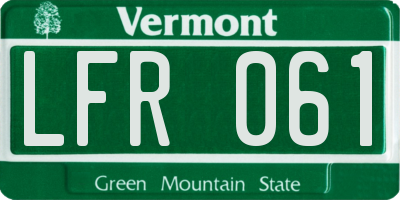 VT license plate LFR061