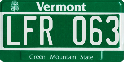 VT license plate LFR063