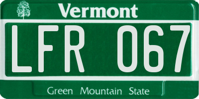 VT license plate LFR067