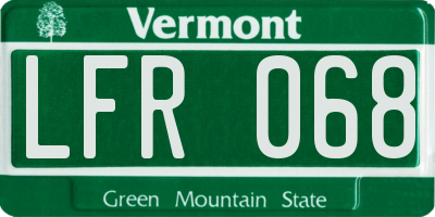 VT license plate LFR068
