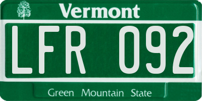VT license plate LFR092