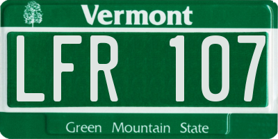 VT license plate LFR107