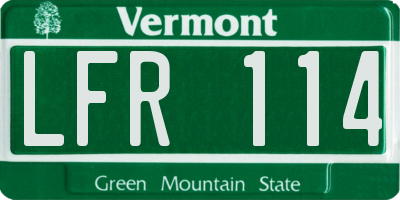 VT license plate LFR114