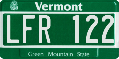 VT license plate LFR122