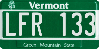 VT license plate LFR133