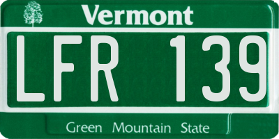 VT license plate LFR139