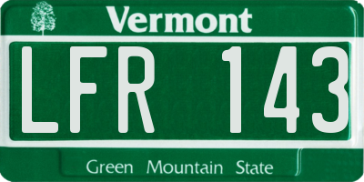 VT license plate LFR143