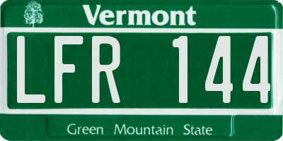 VT license plate LFR144