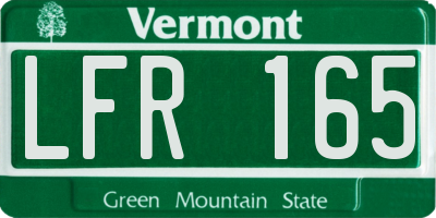 VT license plate LFR165