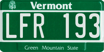 VT license plate LFR193