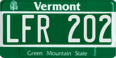 VT license plate LFR202