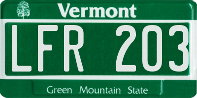 VT license plate LFR203