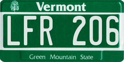 VT license plate LFR206
