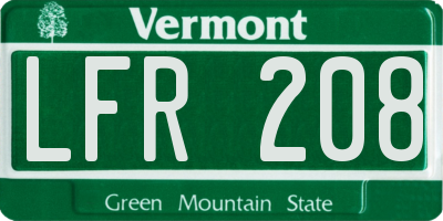 VT license plate LFR208