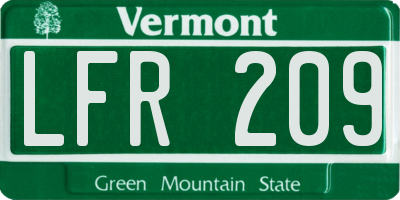VT license plate LFR209