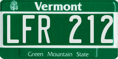 VT license plate LFR212