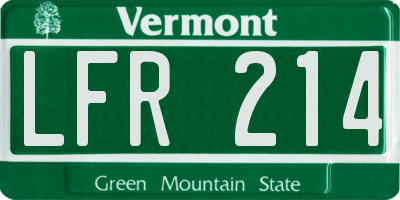 VT license plate LFR214