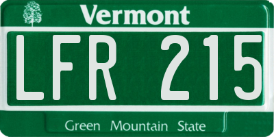 VT license plate LFR215