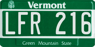 VT license plate LFR216