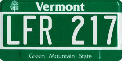 VT license plate LFR217