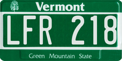 VT license plate LFR218
