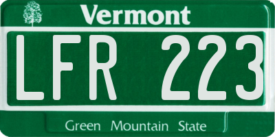 VT license plate LFR223