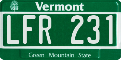 VT license plate LFR231