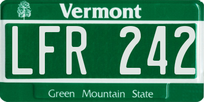 VT license plate LFR242
