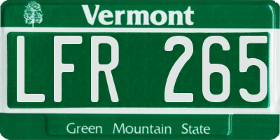 VT license plate LFR265