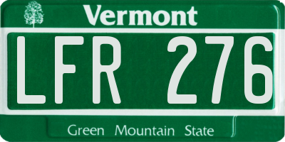 VT license plate LFR276