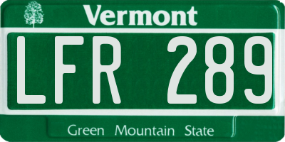 VT license plate LFR289