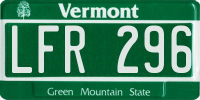 VT license plate LFR296