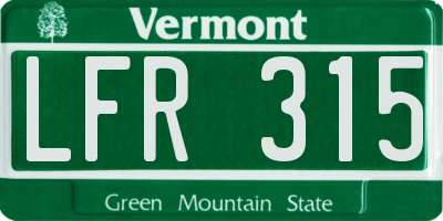 VT license plate LFR315