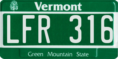 VT license plate LFR316