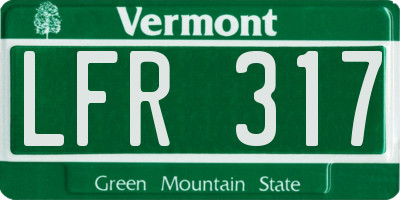 VT license plate LFR317