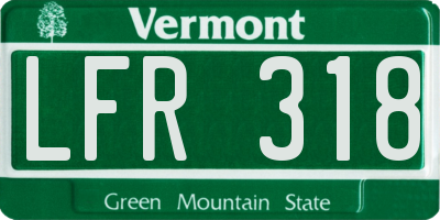 VT license plate LFR318