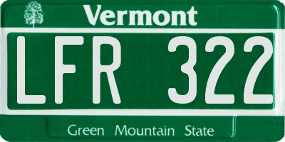 VT license plate LFR322