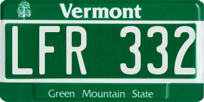 VT license plate LFR332