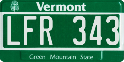 VT license plate LFR343