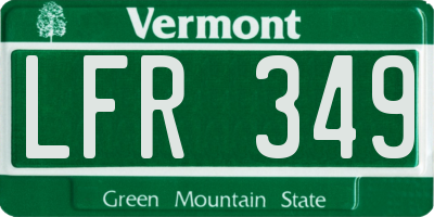 VT license plate LFR349