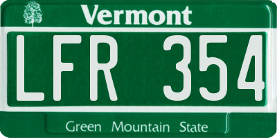 VT license plate LFR354