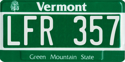 VT license plate LFR357