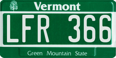 VT license plate LFR366