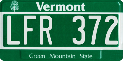 VT license plate LFR372