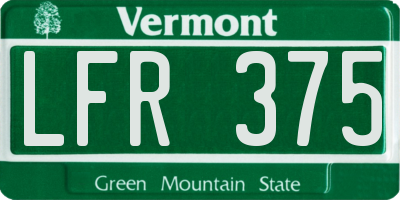 VT license plate LFR375
