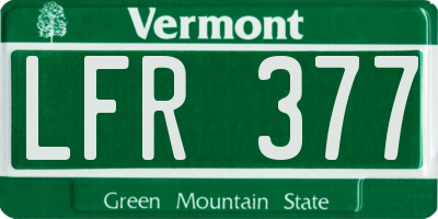 VT license plate LFR377