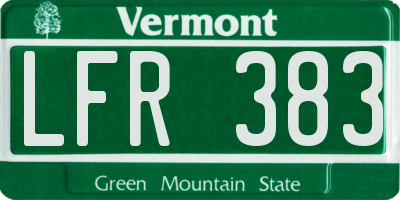 VT license plate LFR383