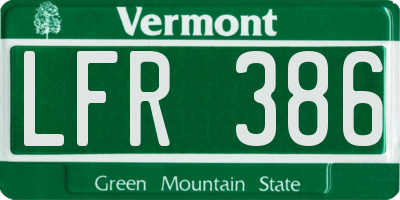 VT license plate LFR386