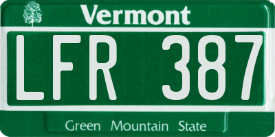 VT license plate LFR387